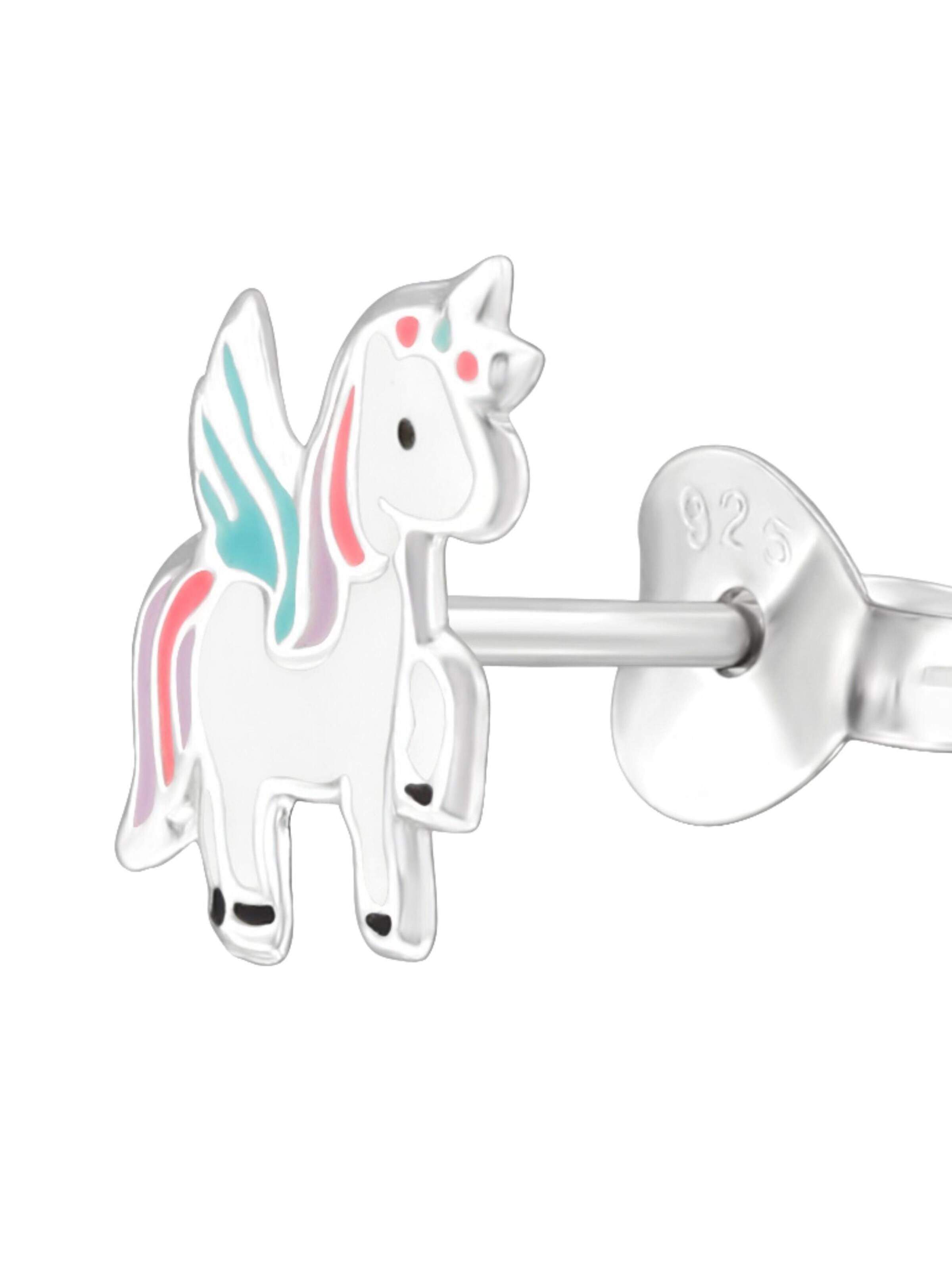 Boucles d'oreilles 'Kinder-Ohrstecker Einhorn aus Sterling Silber mit Epoxidharz' Maxte en argent