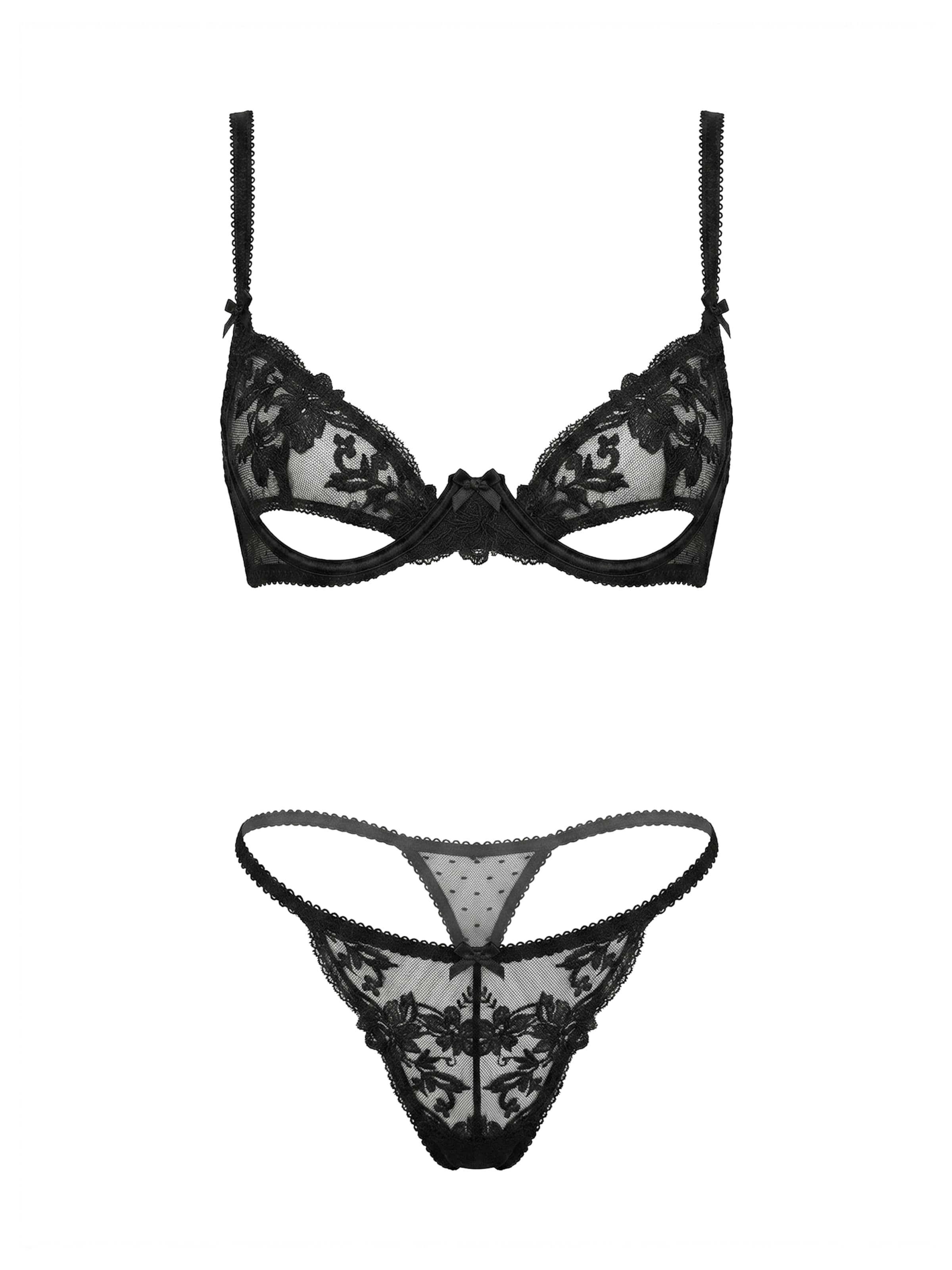 Balconcino Set di biancheria 'Eleganza' di L.BEV in nero: frontale