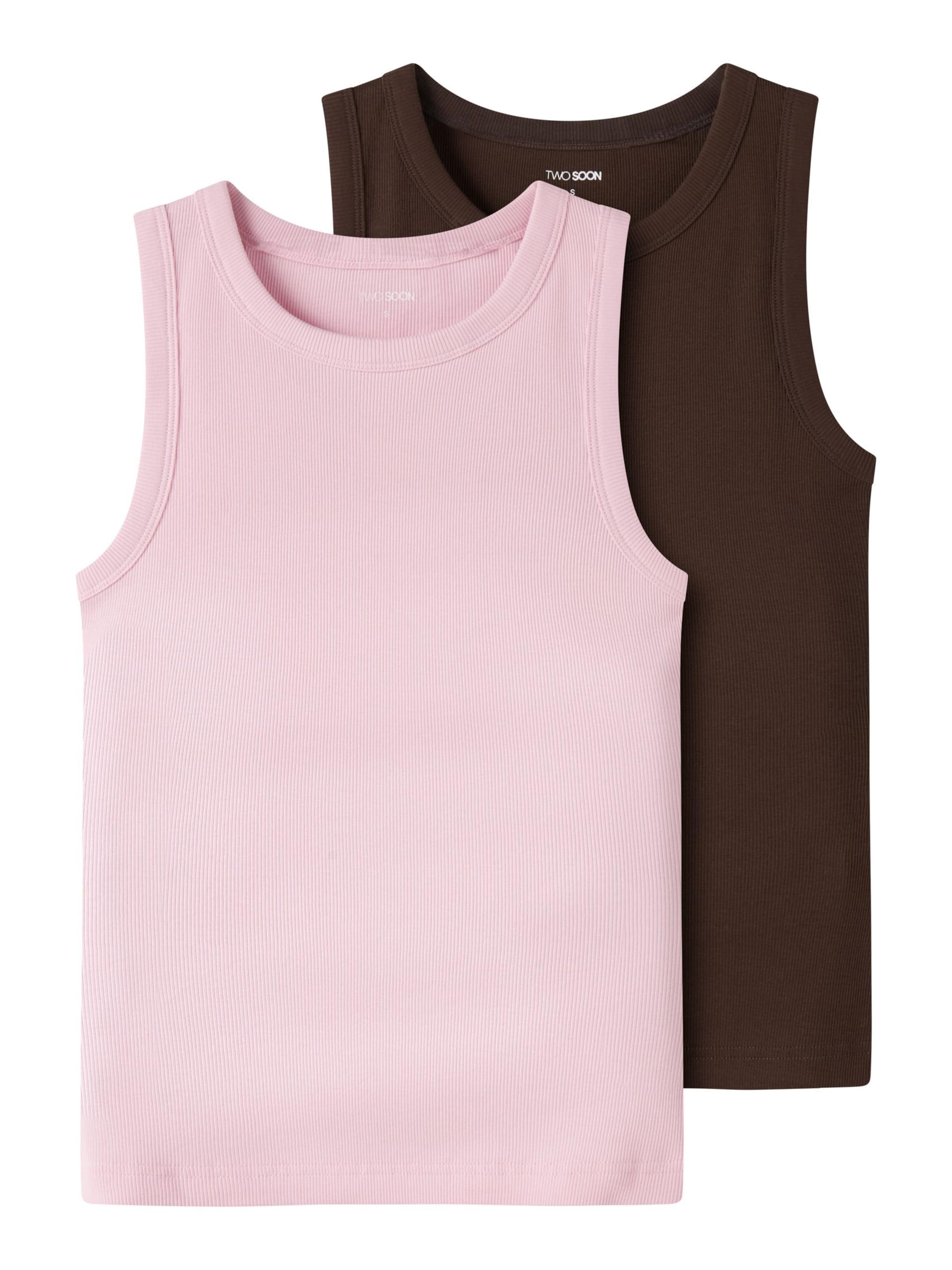 TWO SOON Нательная майка в Коричневый: спереди