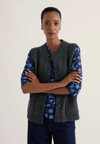 Gilet in maglia ' Harbour Sands ' di Seasalt Cornwall in grigio: frontale