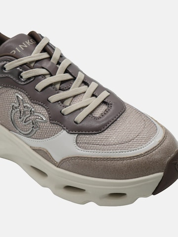 PINKO Sneakers laag 'PINKO PINK 09 SNEAKER CALF LEATHER/GLITTER Scarpe' in Beige