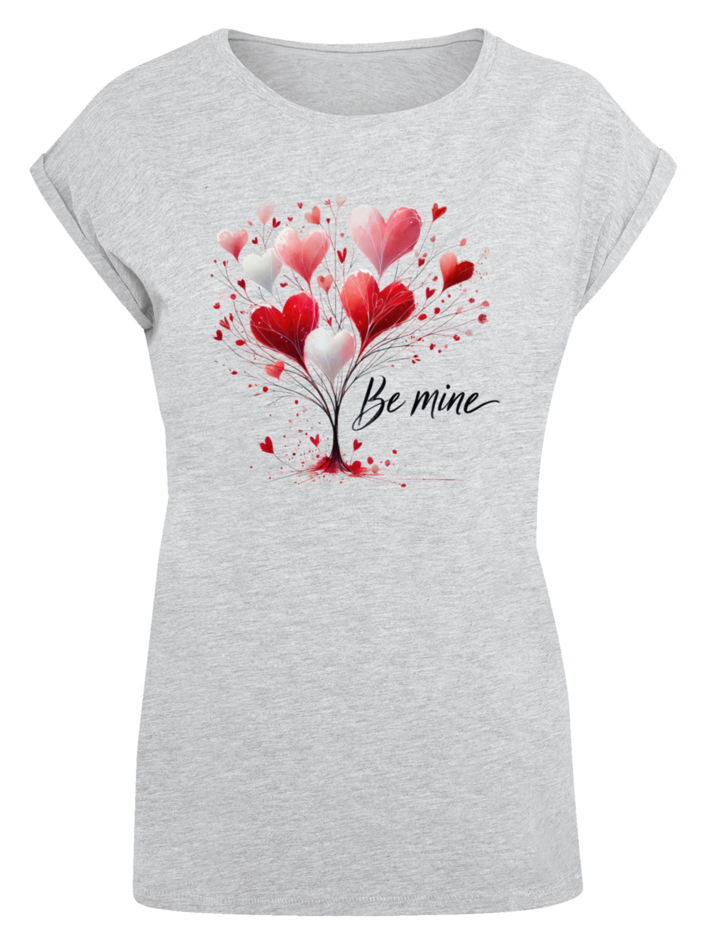 F4NT4STIC Shirt 'Herzbaum Be Mine!' in Grijs: voorkant