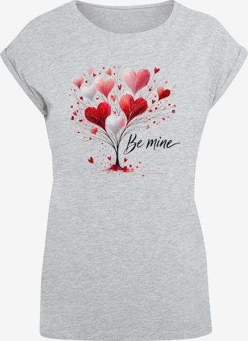 F4NT4STIC Shirt 'Herzbaum Be Mine!' in Grijs: voorkant