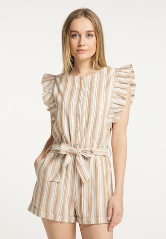 DreiMaster Vintage Jumpsuit in Beige: voorkant