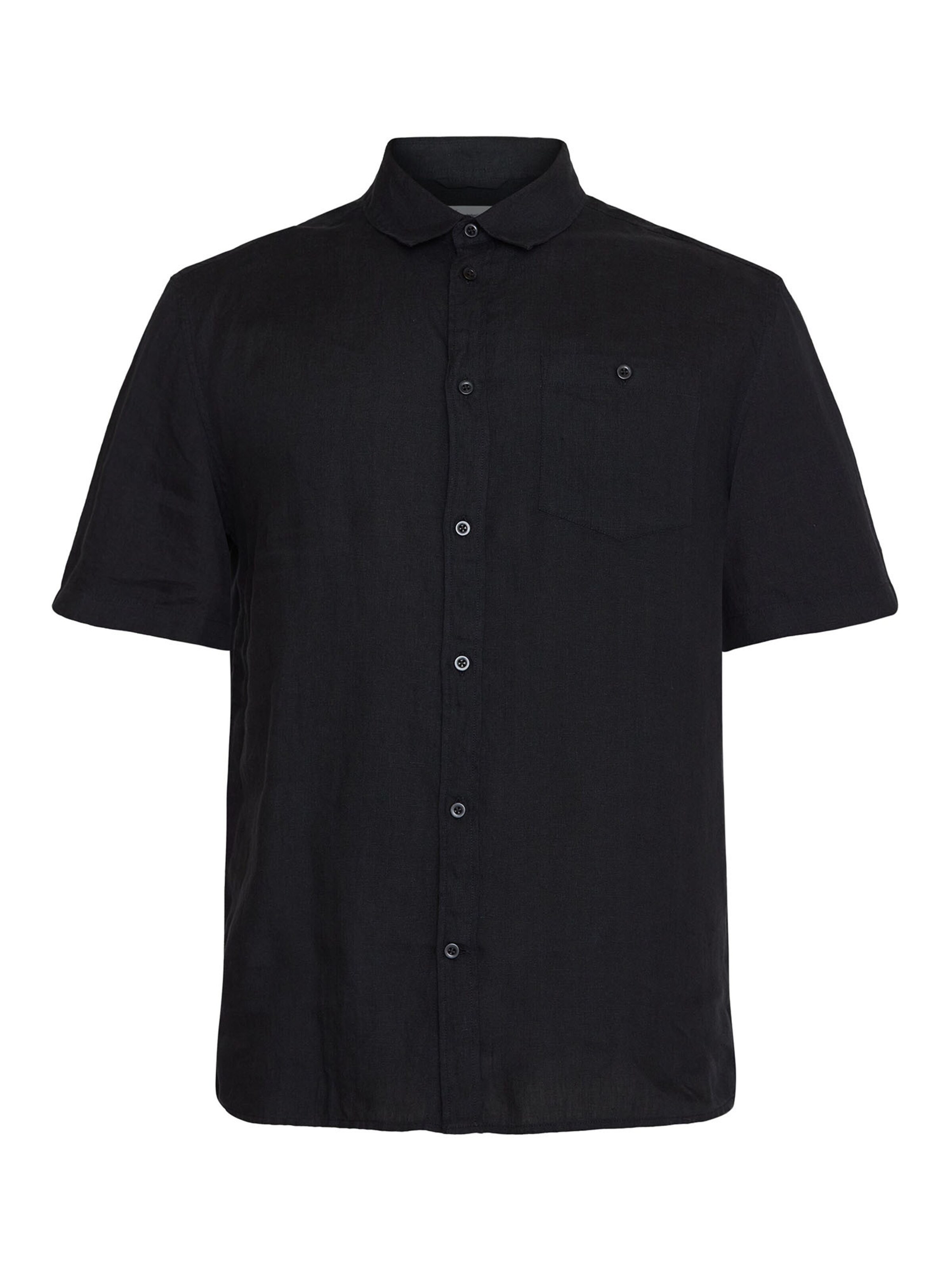KnowledgeCotton Apparel Regular Fit Hemd in Schwarz: Vorderseite