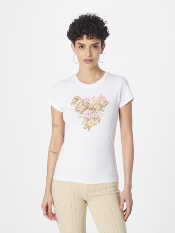 GUESS T-Shirt 'Hibiscus' in Weiß: Vorderseite