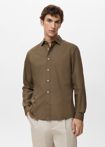 MANGO MAN Regular fit Button Up Shirt 'Play' in Brown: front