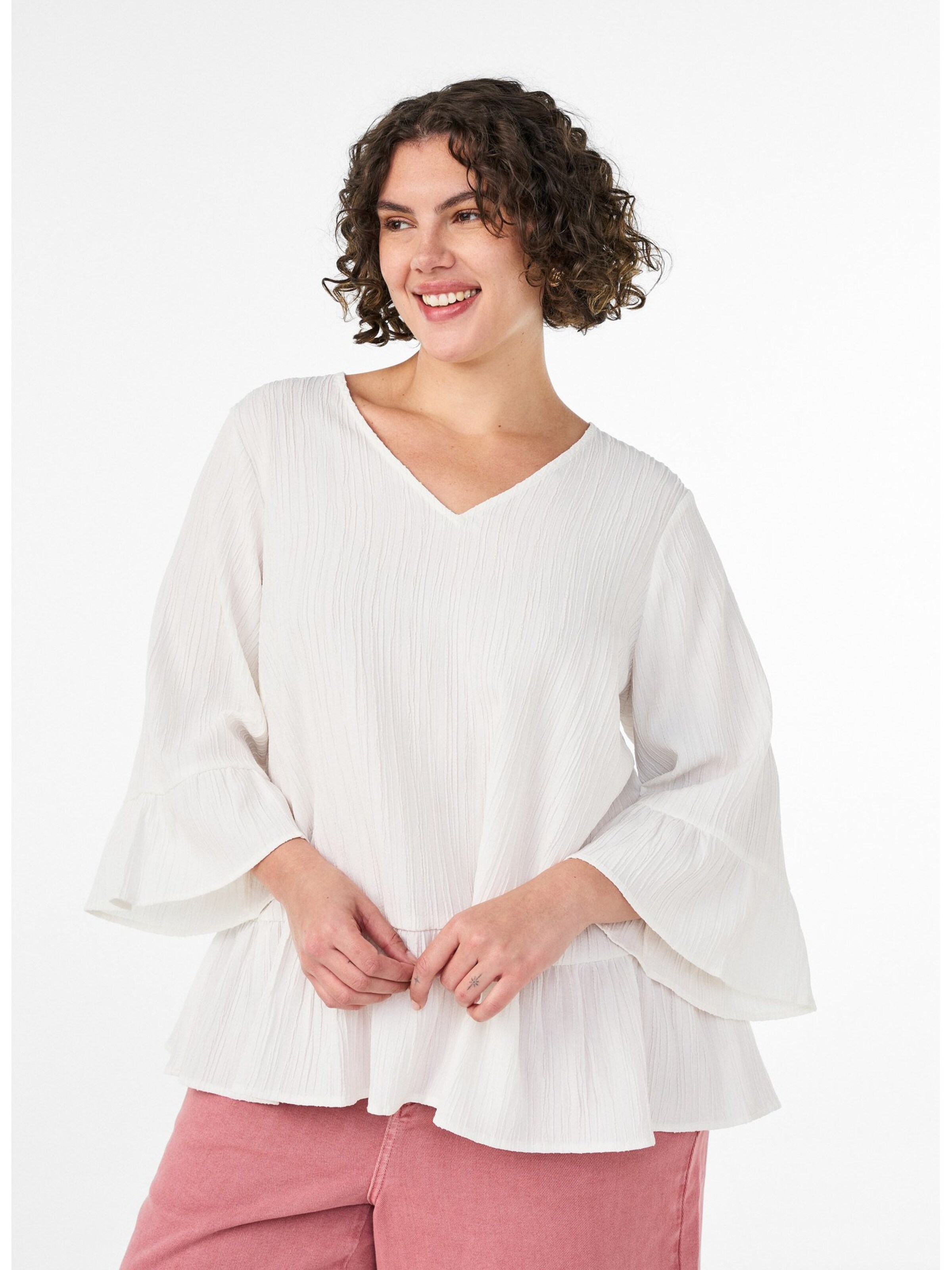 Zizzi Bluse 'MYASHA' i hvid: forside