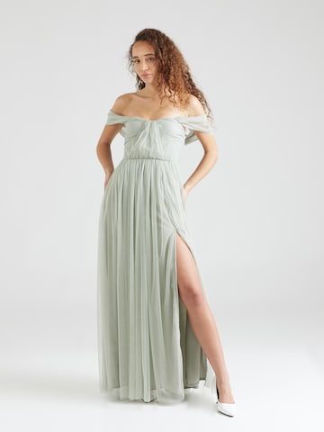 Maya Deluxe Evening Dress in Green: front