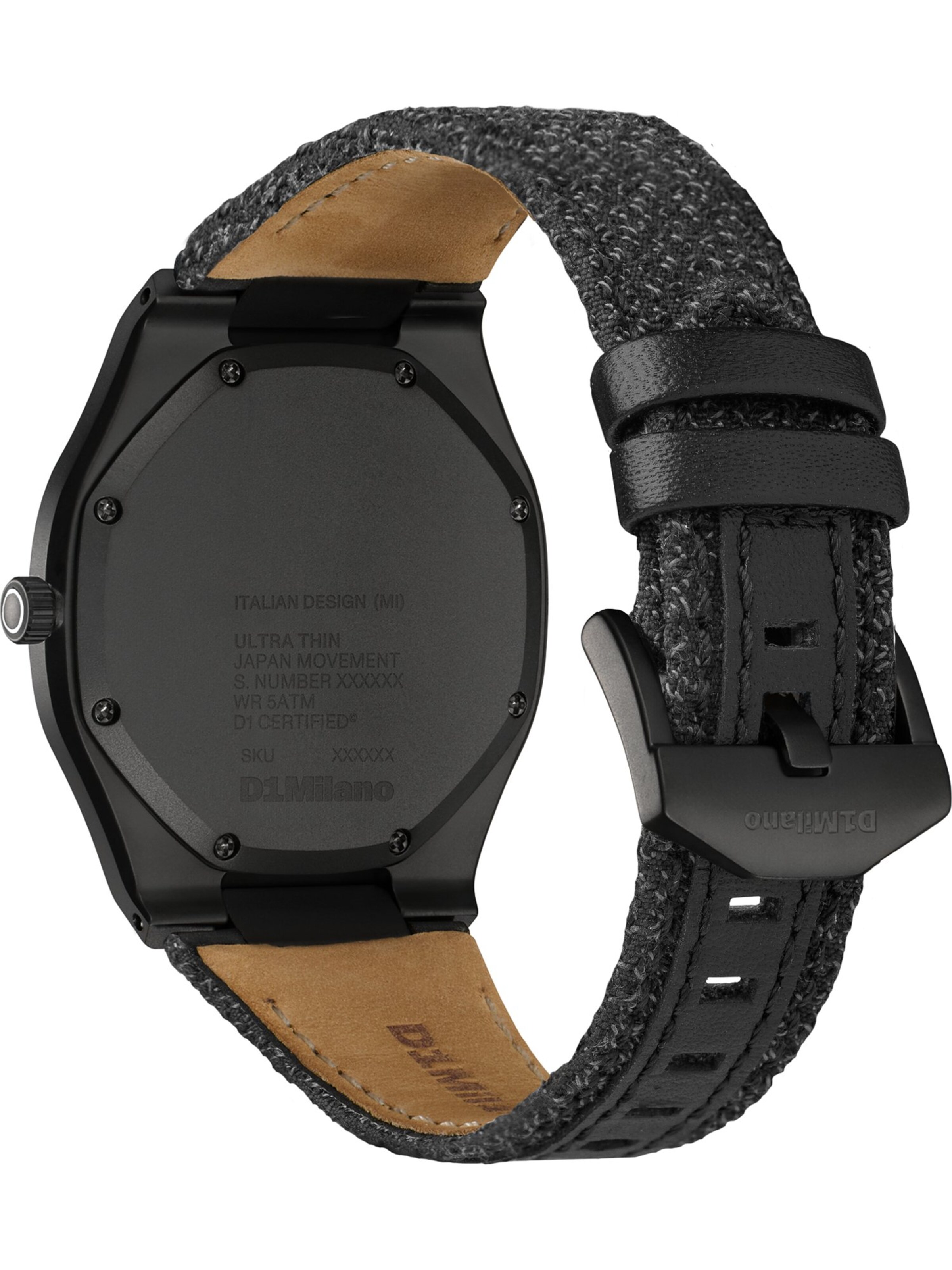 D1 Milano Analoguhr in Schwarz