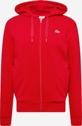 LACOSTE Zip-Up Hoodie in Red: front