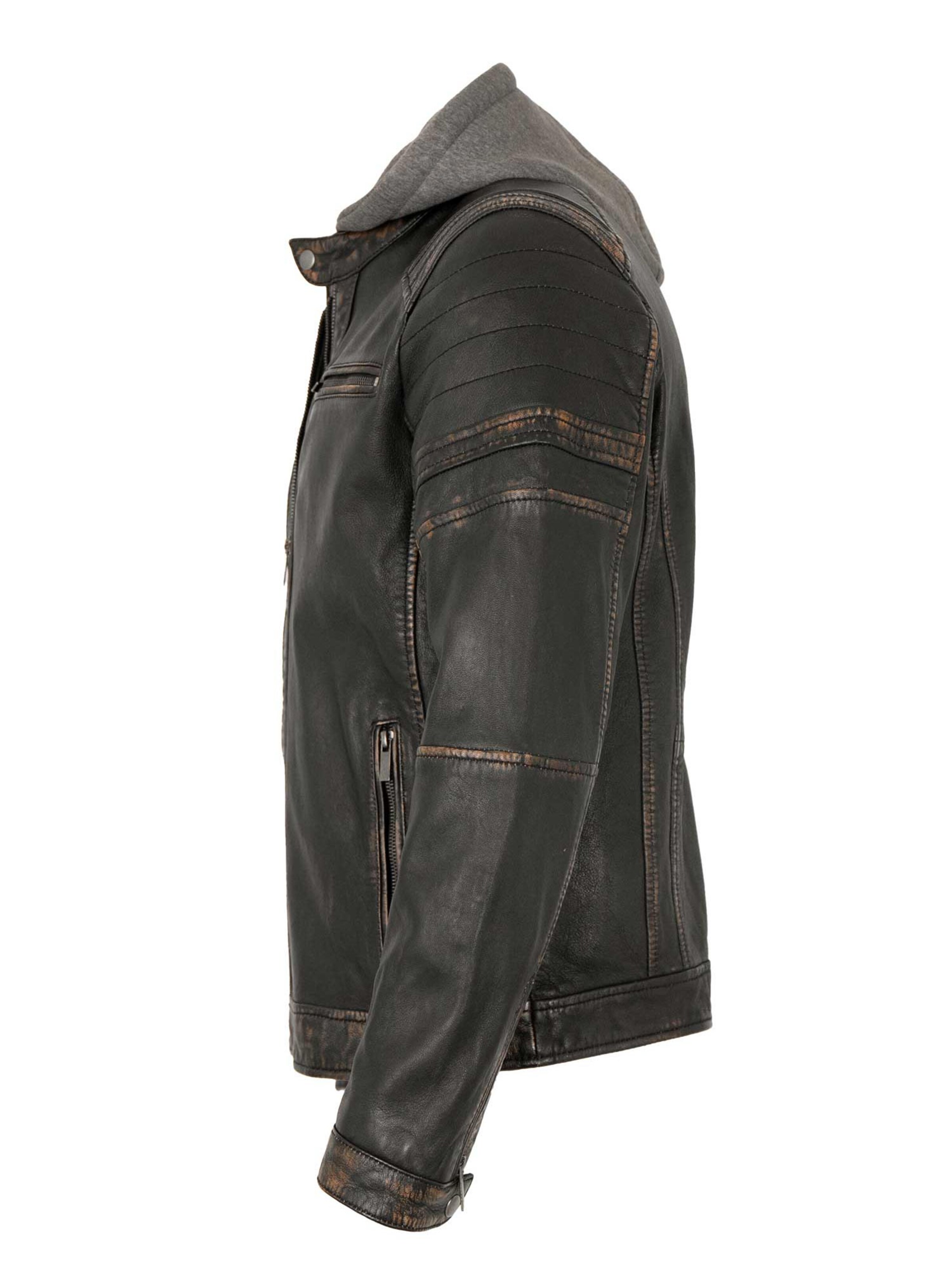 Lederjacken24 Between-Season Jacket 'Zenon-1' in Black