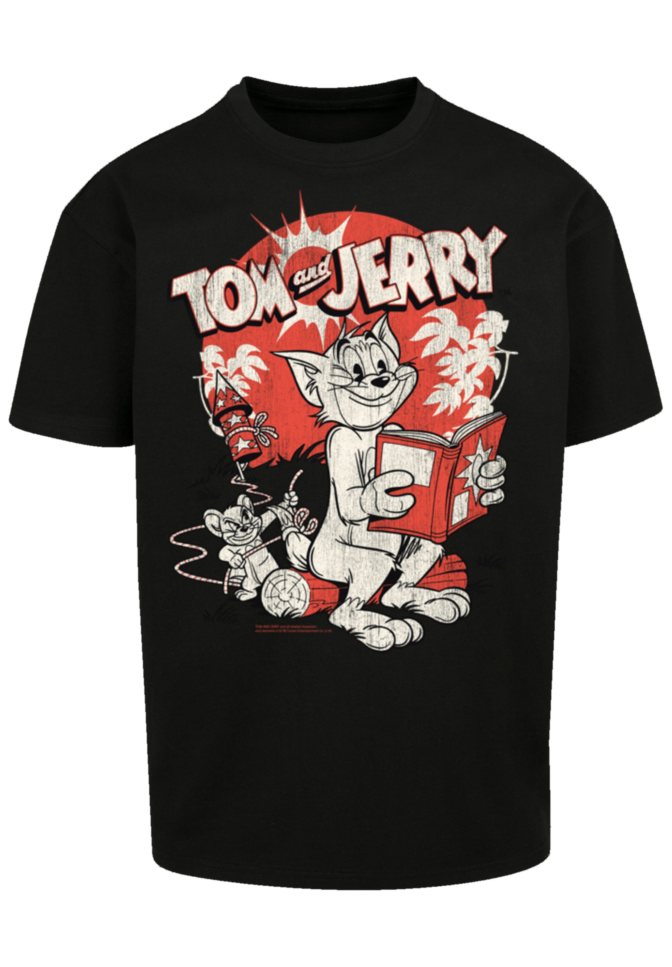 T-Shirt 'Tom And Jerry Rocket Prank' F4NT4STIC en noir : devant