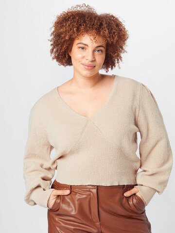 Missguided Plus Sweater in Beige: front