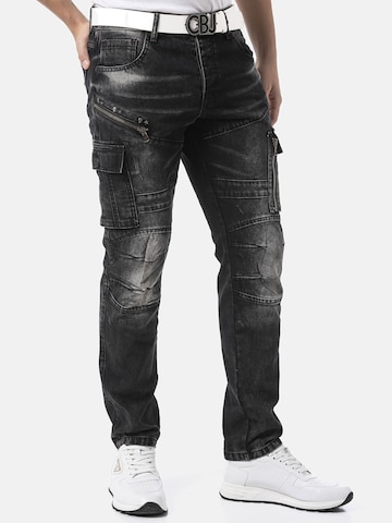 CIPO & BAXX Regular Jeanshose 'CD679', Straight Leg in trendiger Used-Optik in Schwarz