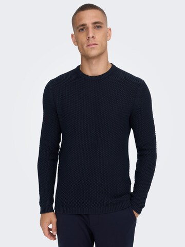 Only & Sons Sweater 'Tuck' in Blue