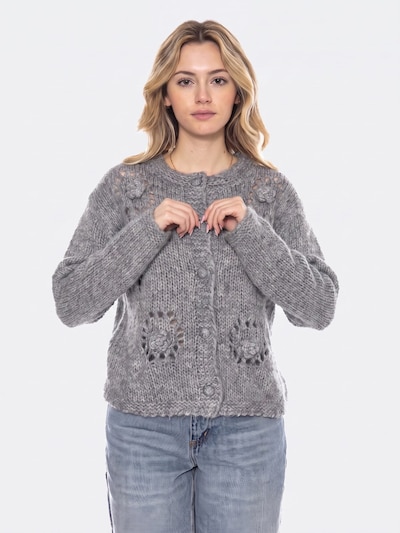 wild pony Strickjacke 'Knit Cardigan Women Gray Crochet -- Cardigan Women Gray Women' in S in grau, Produktansicht