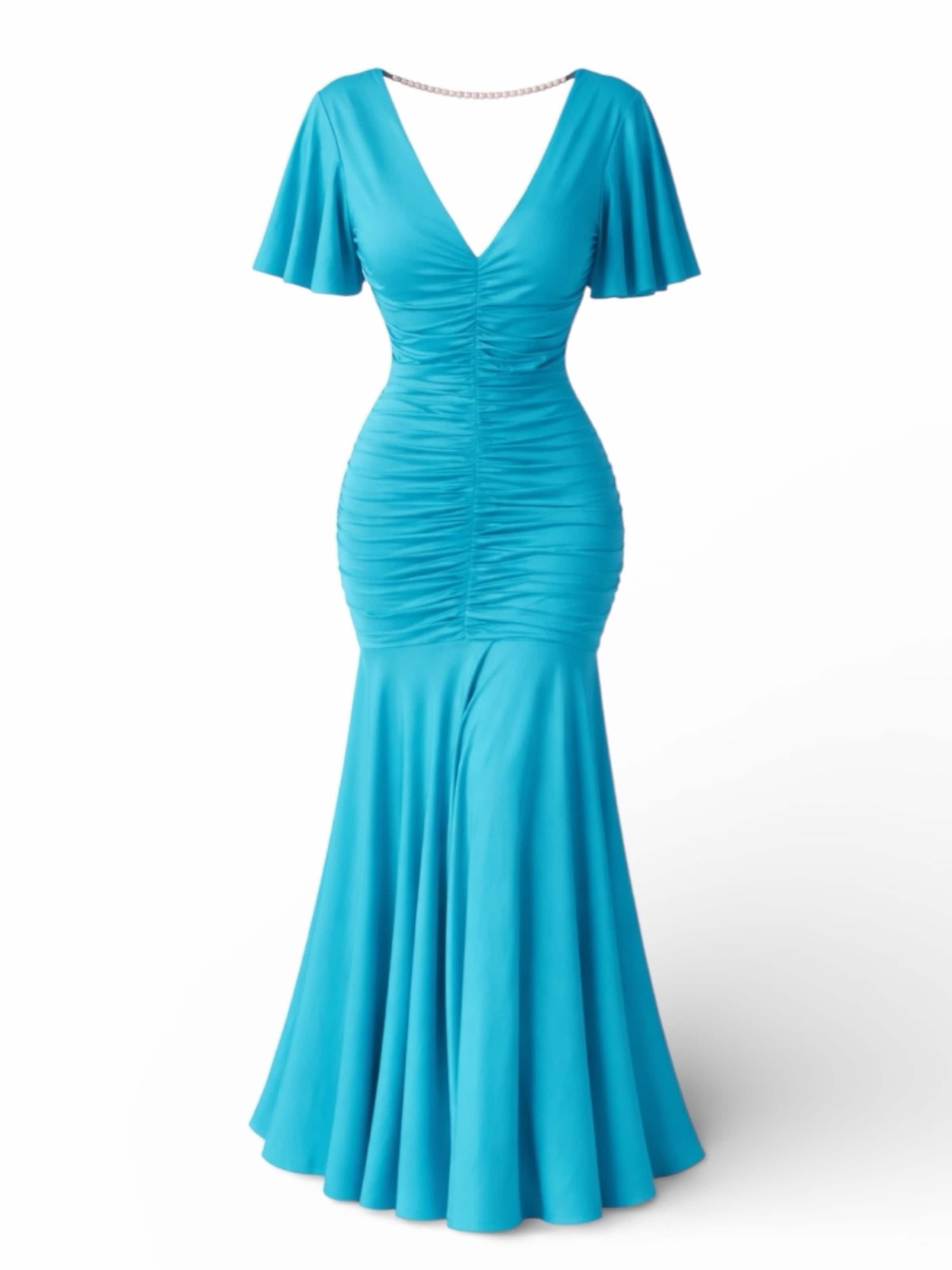 Robe de soirée 'Dress Athenian Grace Turquoise' Elena Athanasiadou en bleu : devant