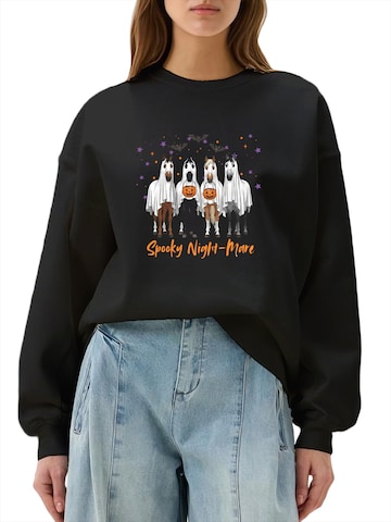 GORHEY Oversized trui 'Women's Pullover with Horse Print, Loose Fleece Pullover for Halloween' in Zwart: voorkant