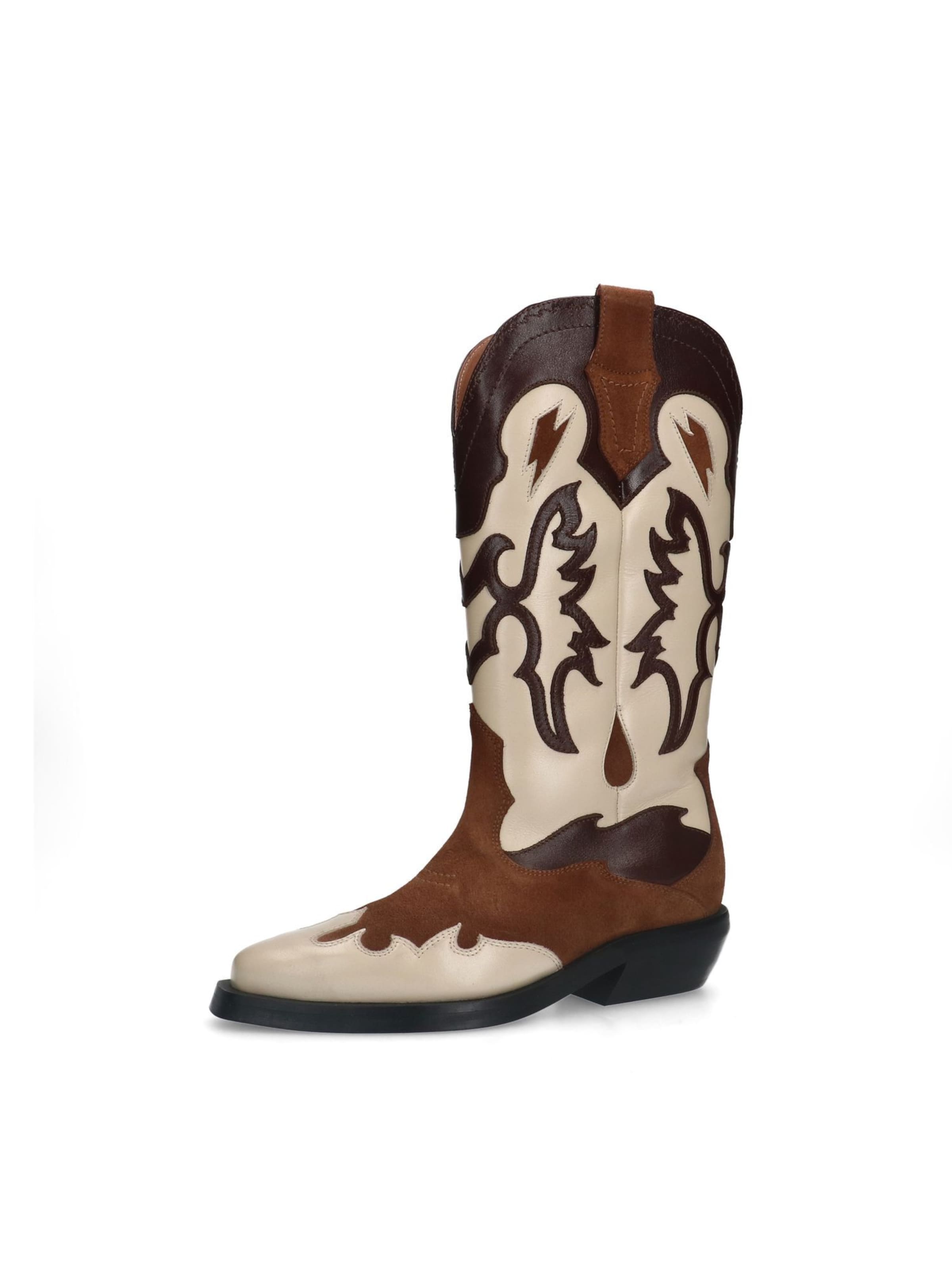 SACHA Bottes de cowboy en écru / marron, Vue avec produit