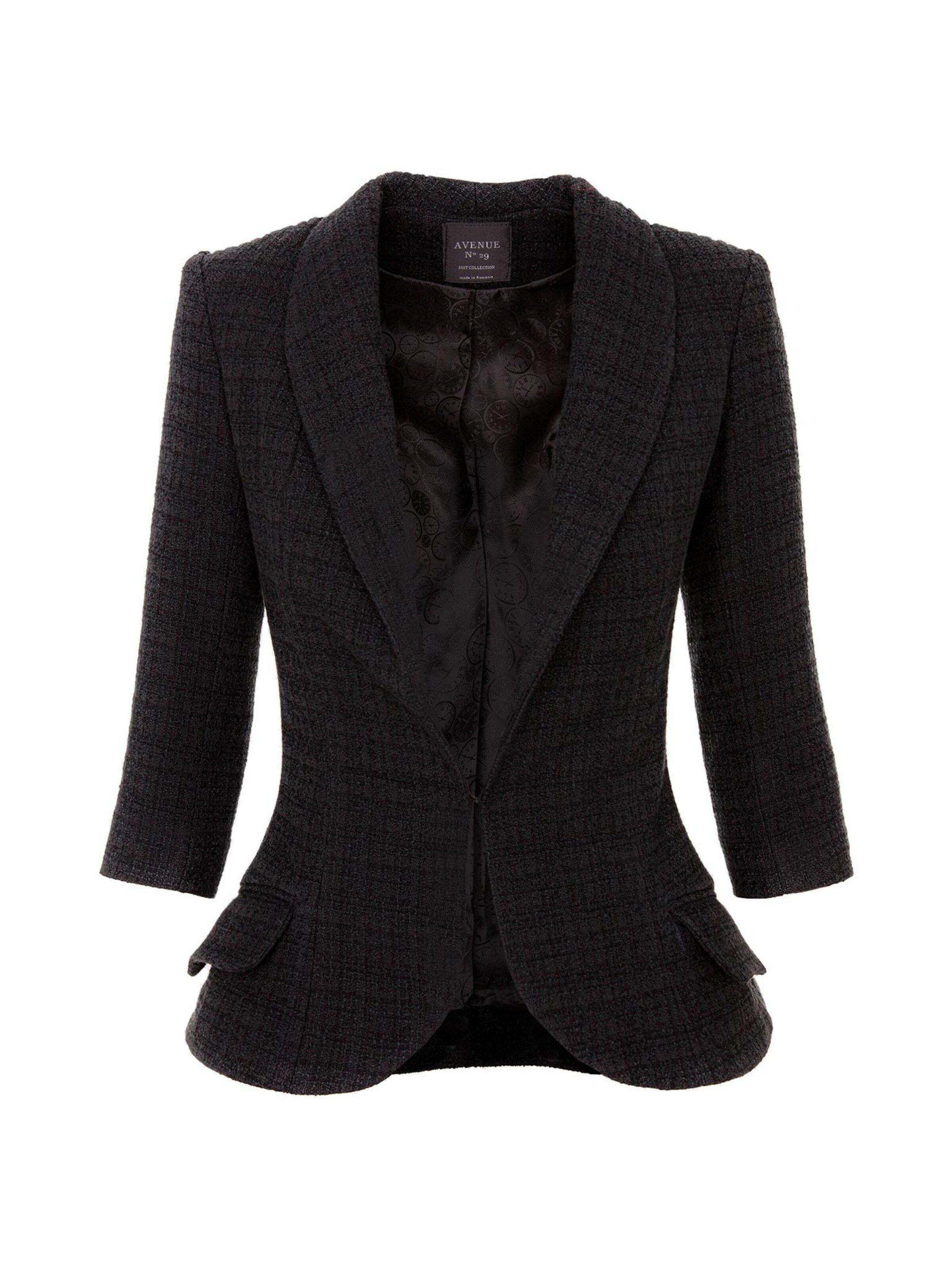 AVENUE N°29 Blazers 'Structured Boucle Blazer' in Zwart: voorkant