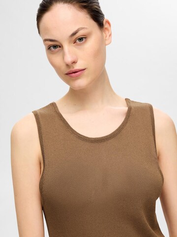 SELECTED FEMME Knitted dress 'SLFMOON' in Brown