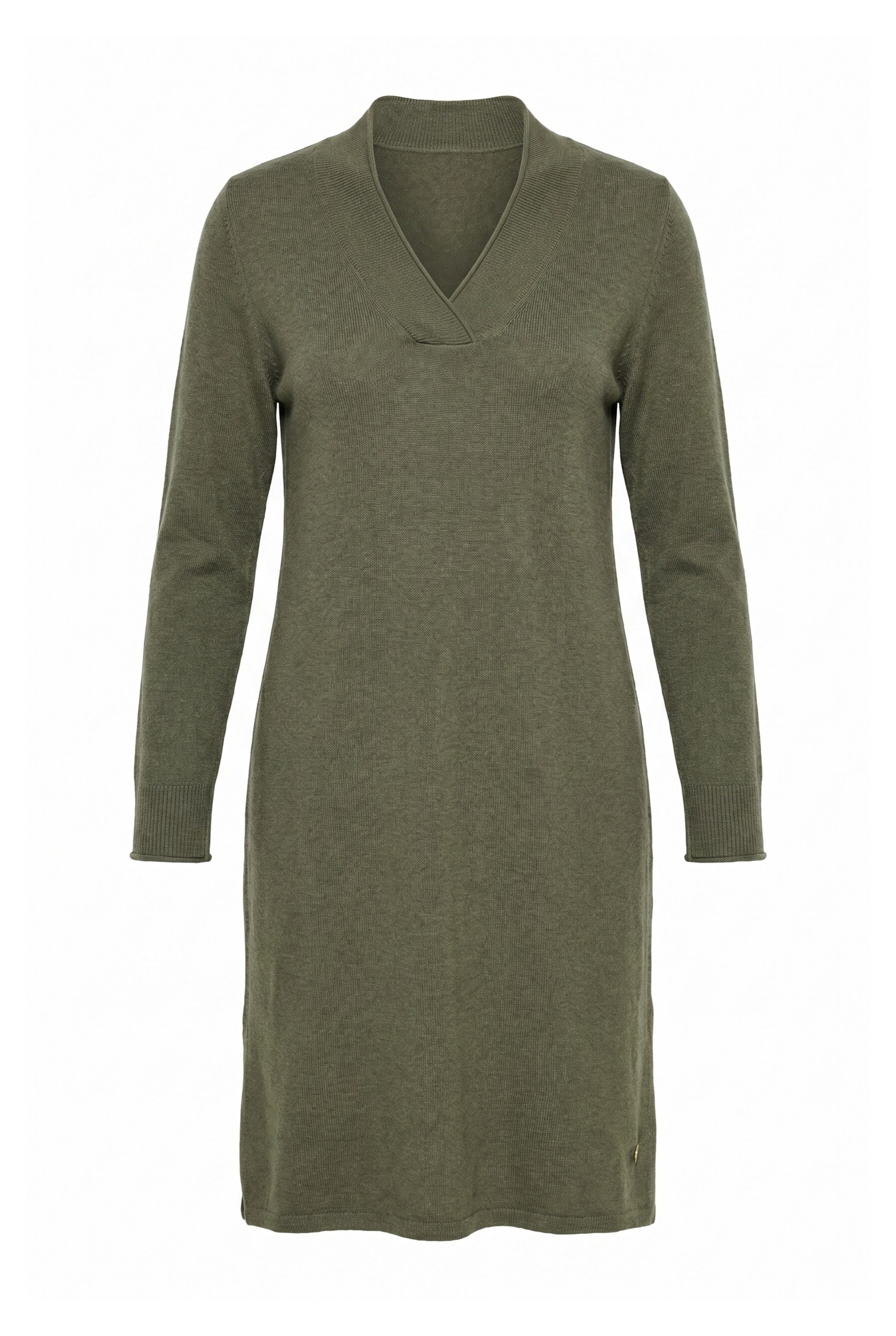 Ulla Popken Knitted dress in M-L in Khaki, Item view