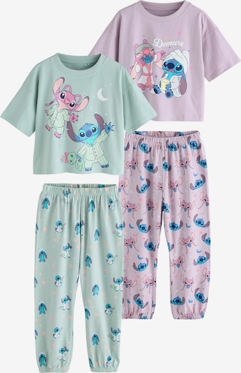 152 dydžio Miego kostiumas 'Lilo & Stitch' iš Next, spalva – mėlyna / mėtų spalva / pastelinė violetinė / balta, Prekių apžvalga