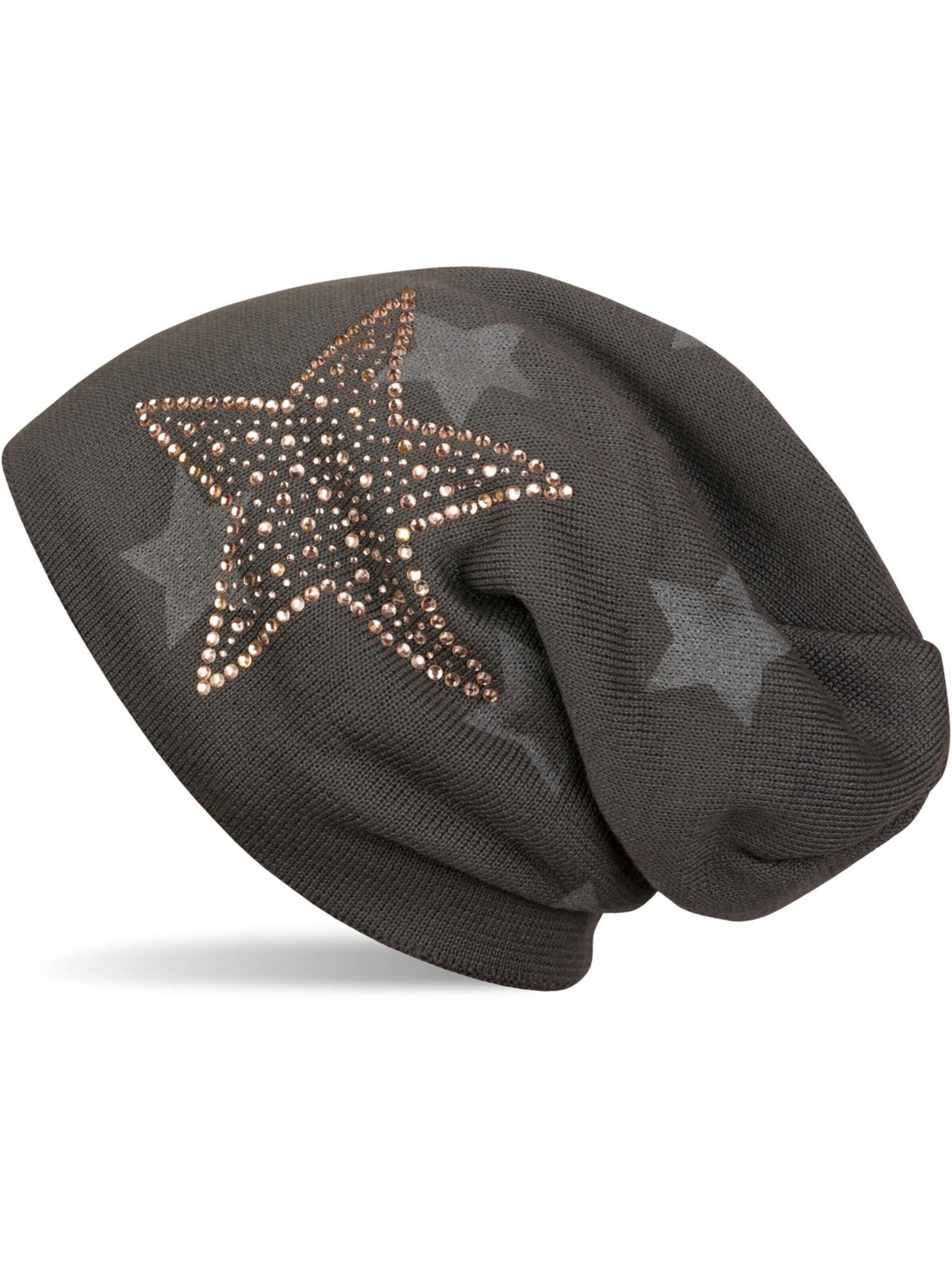 styleBREAKER Beanie 'Feinstrick Beanie mit Strass Stern' in 56-61 in Dark grey, Item view