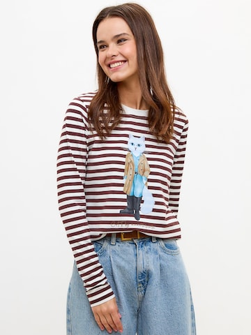 T-shirt 'Cat in Trench' Cat e Lolette en marron