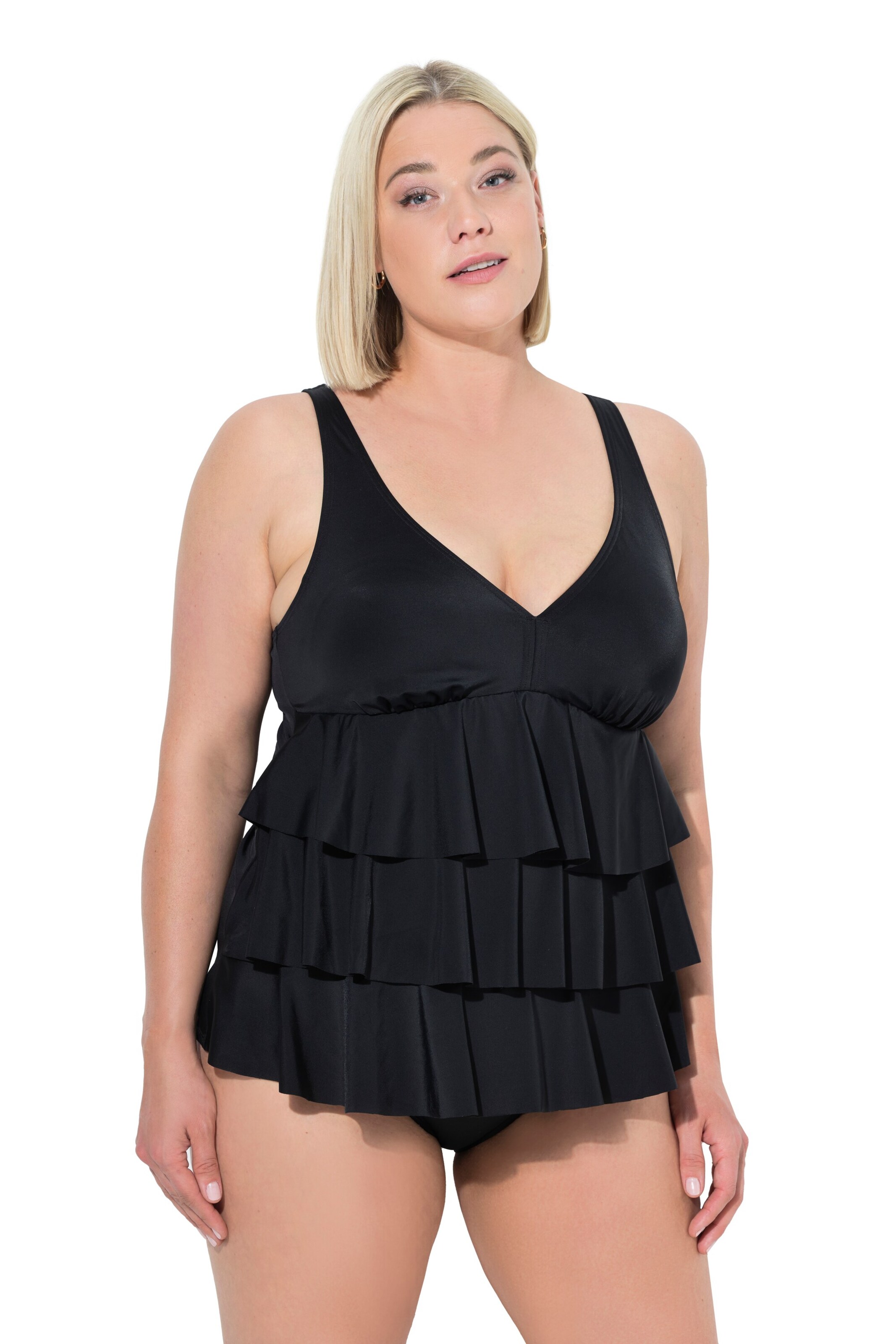 Ulla Popken Bustier Badeanzugkleid in Schwarz: Vorderseite