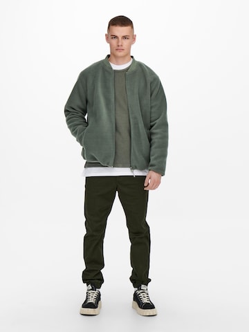 Only & Sons Fleece Jacket 'Sawyer' in Green