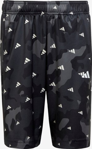 ADIDAS SPORTSWEAR Workout Pants 'Train Essentials Seasonal Aeroready Allover Print -Fit' in Grey: front