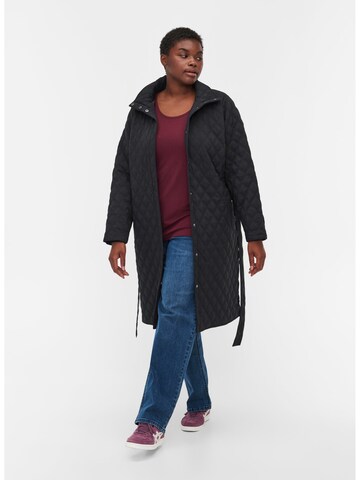 Zizzi Between-Seasons Coat 'MWEDNESDAY' in Black