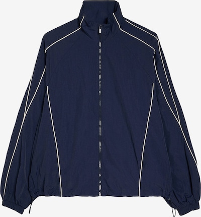 Bershka Prechodná bunda, veľkosť XS - námornícka modrá / biela, Produkt