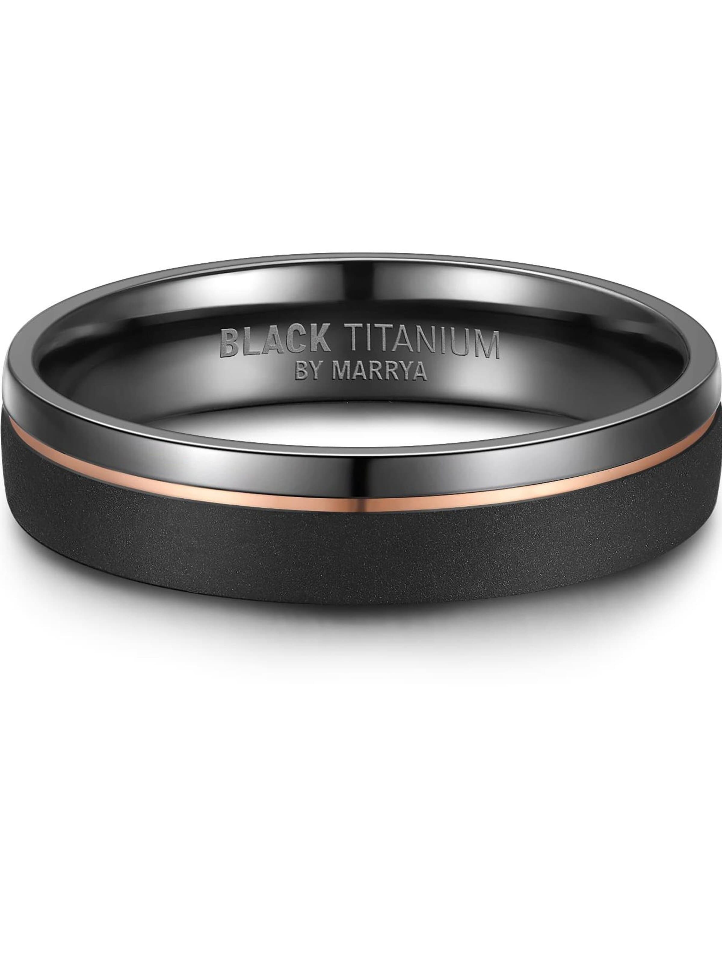 Anello 'MARRYA Ehering BT-04 aus Black Titanium – Schwarz Rosé' di MARRYA in grigio