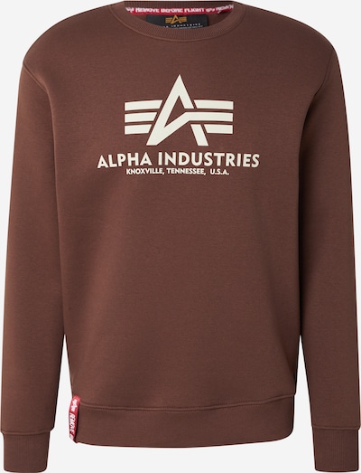 S dydžio Megztinis be užsegimo iš ALPHA INDUSTRIES, spalva – ruda / balta, Prekių apžvalga