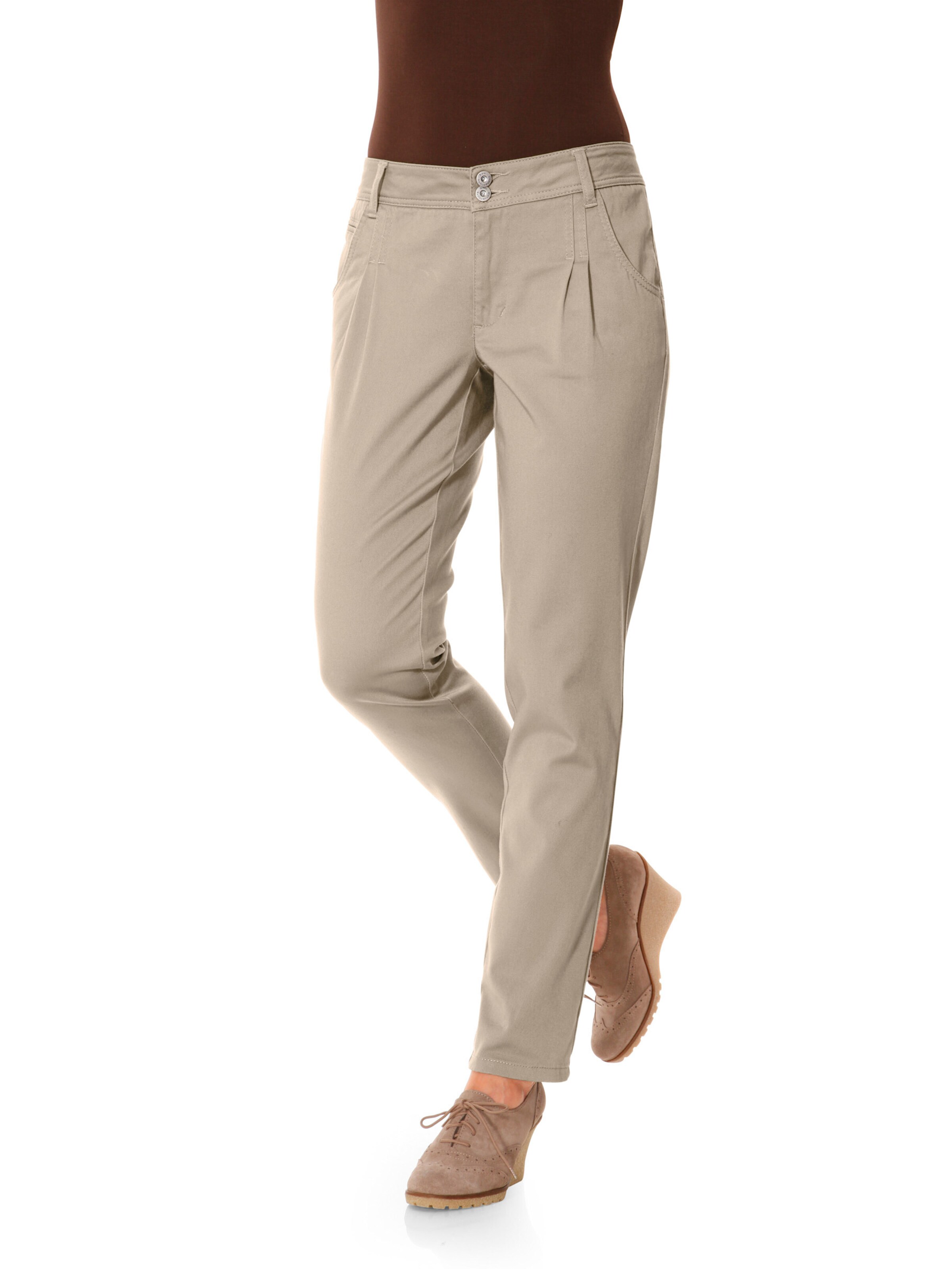 heine Regular Broek 'Linea Tesini' in Beige: voorkant