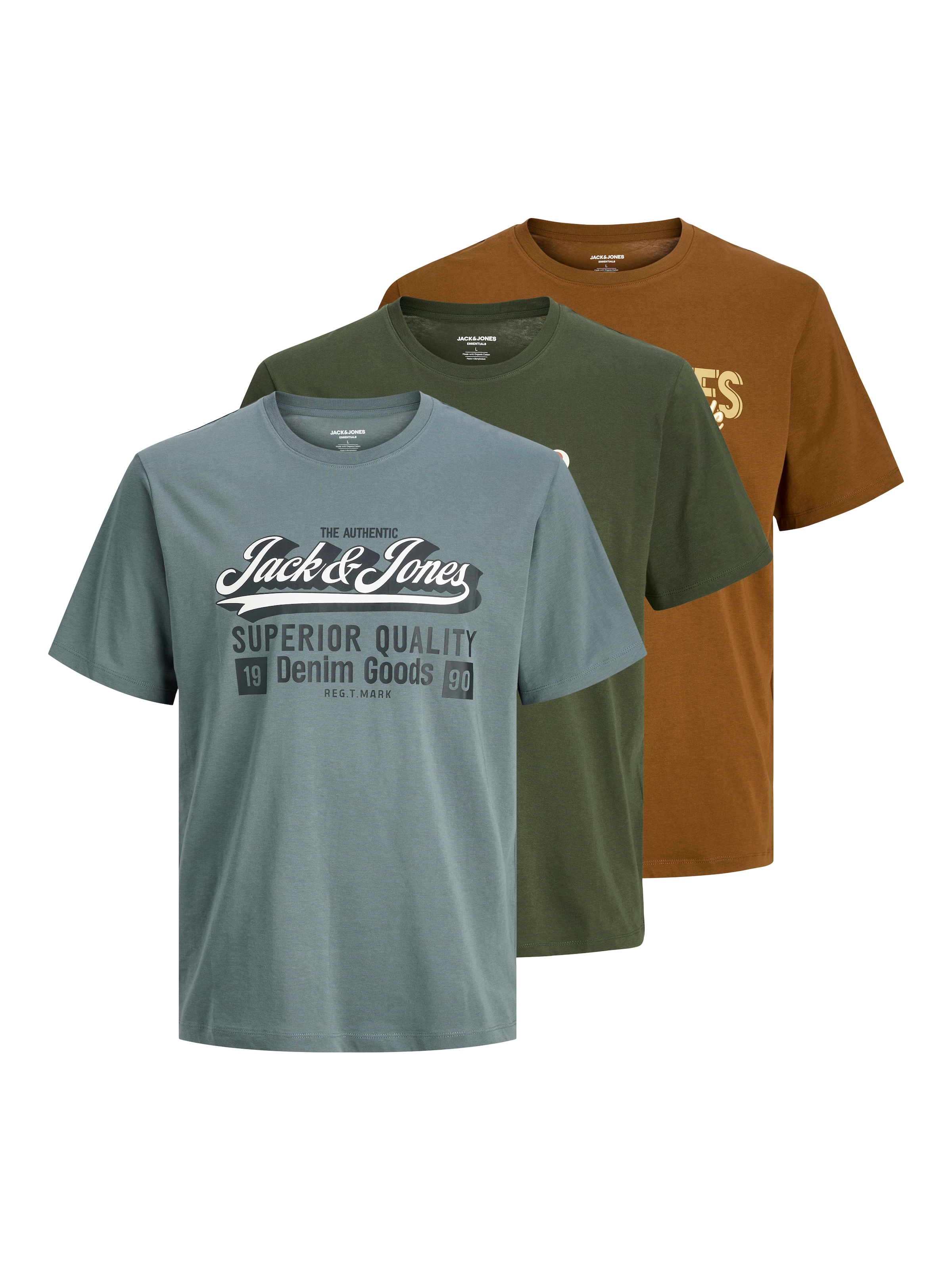 JACK & JONES Shirt in Dusty blue / Caramel / Dark green / White, Item view