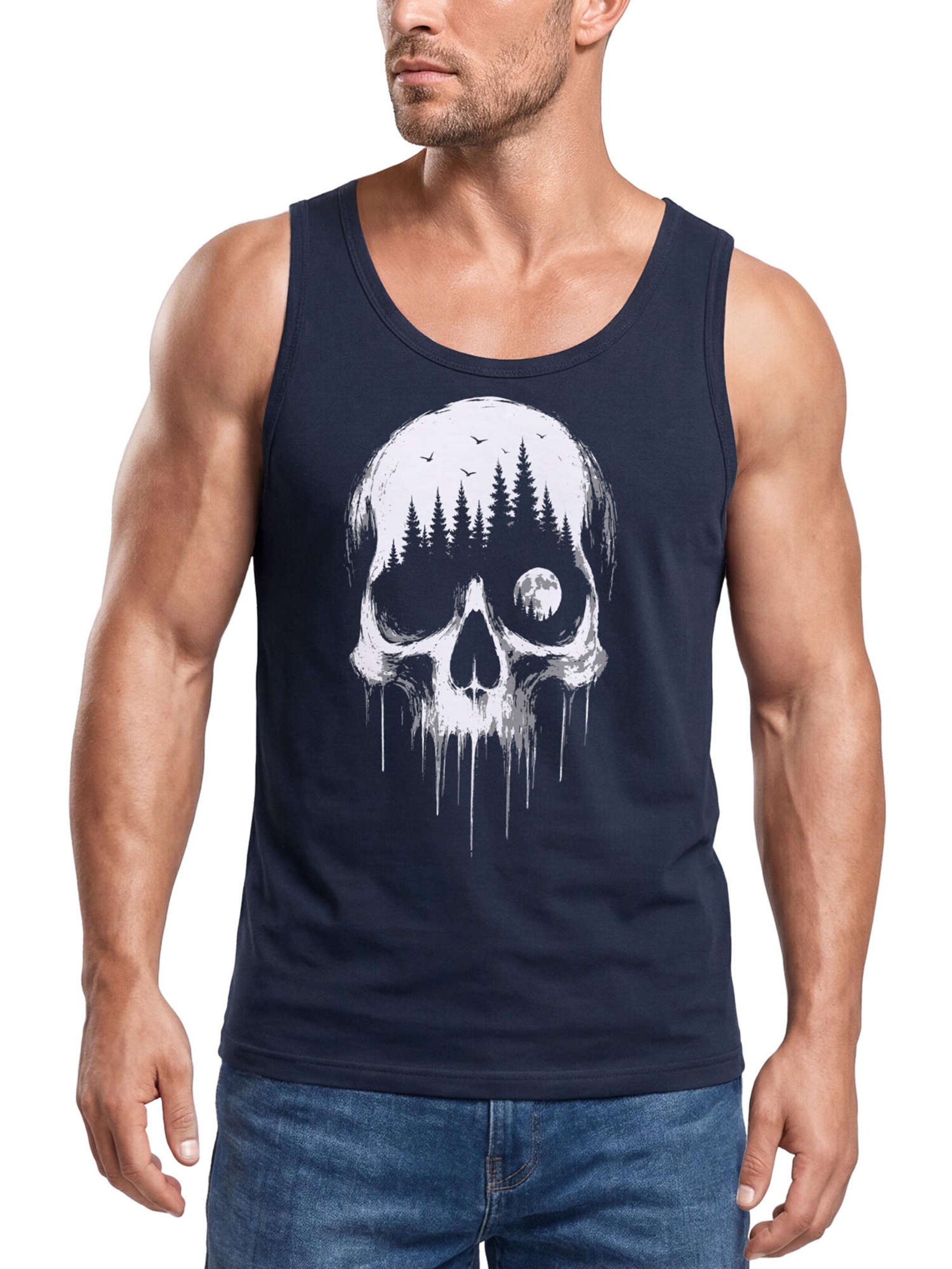 Neverless Shirt 'Skull Hiking' in Blue