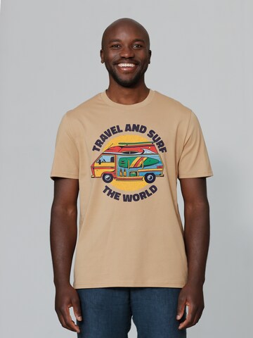 Watapparel Shirt ' Travel and surf ' in Beige: voorkant