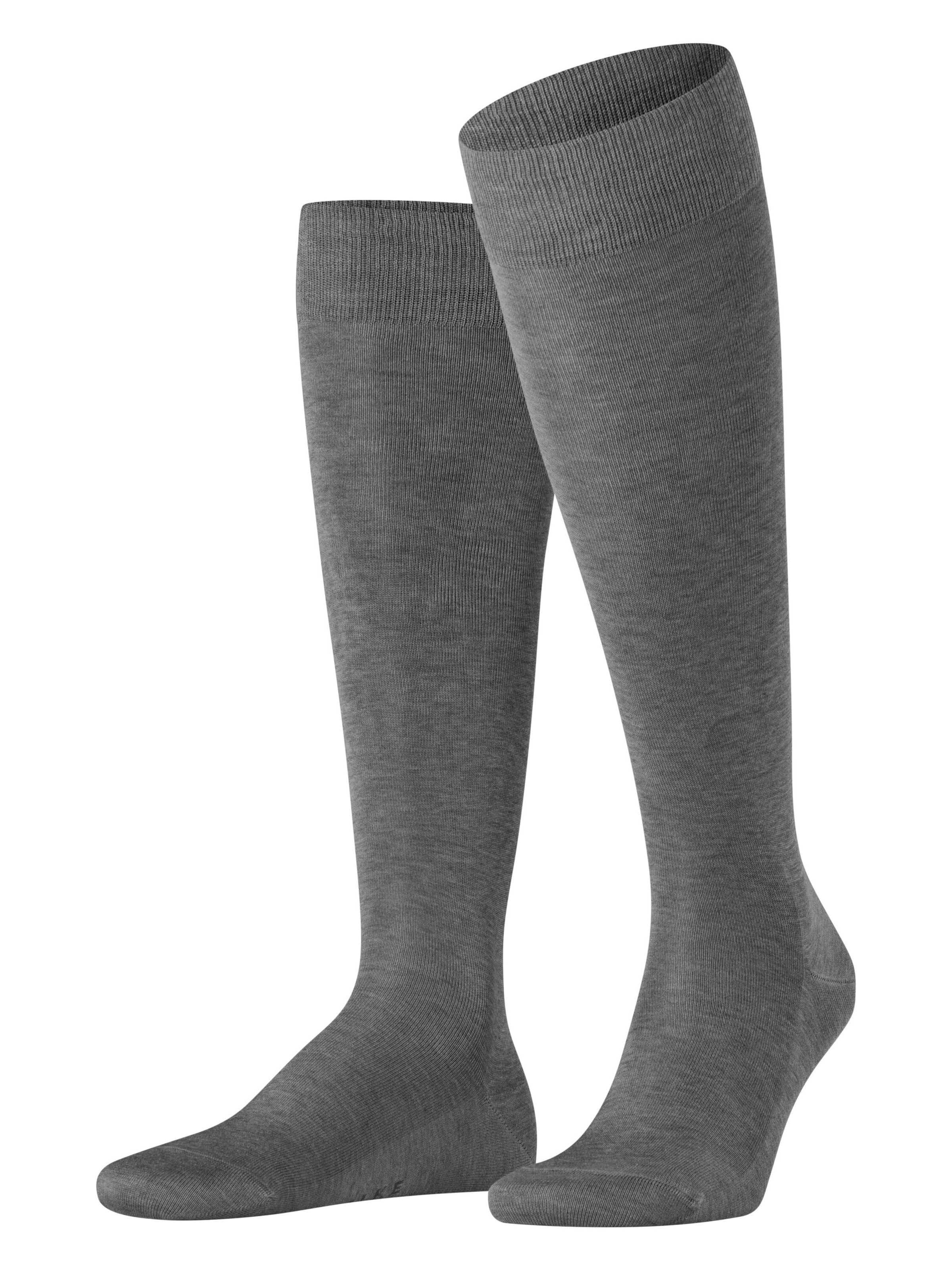FALKE Knee High Socks 'Tiago' in Grey: front