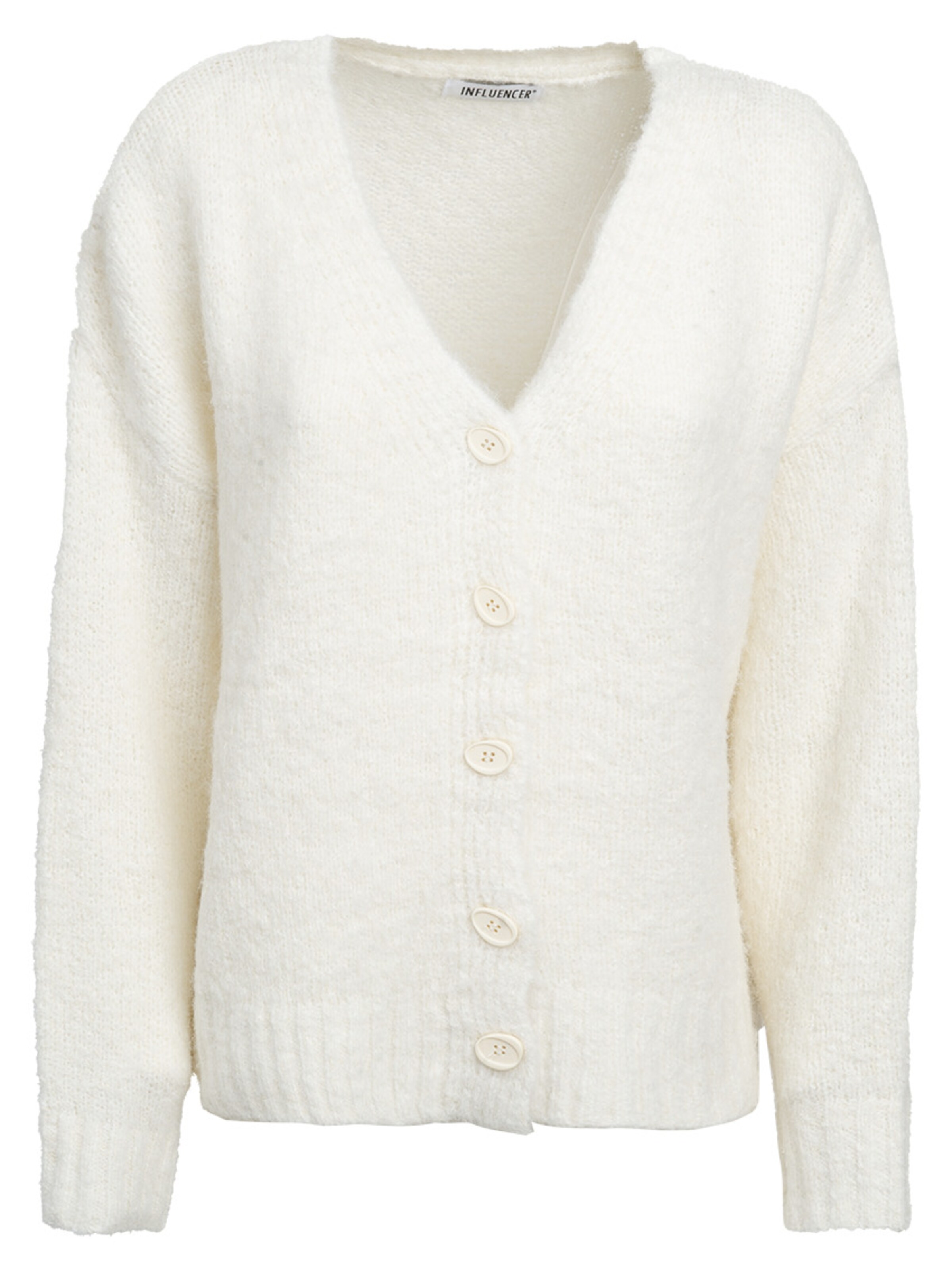 Influencer Knit Cardigan in White: front