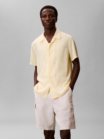 Calvin Klein Regular Button Up Shirt in Yellow: front