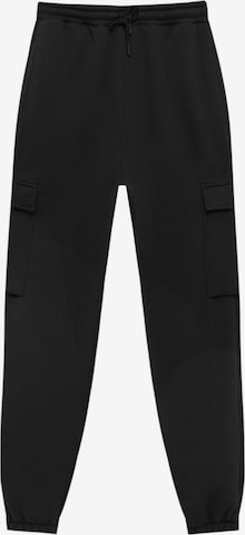 Effilé Pantalon cargo Pull&Bear en noir : devant