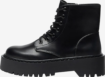 Pull&Bear Lace-Up Ankle Boots in Black