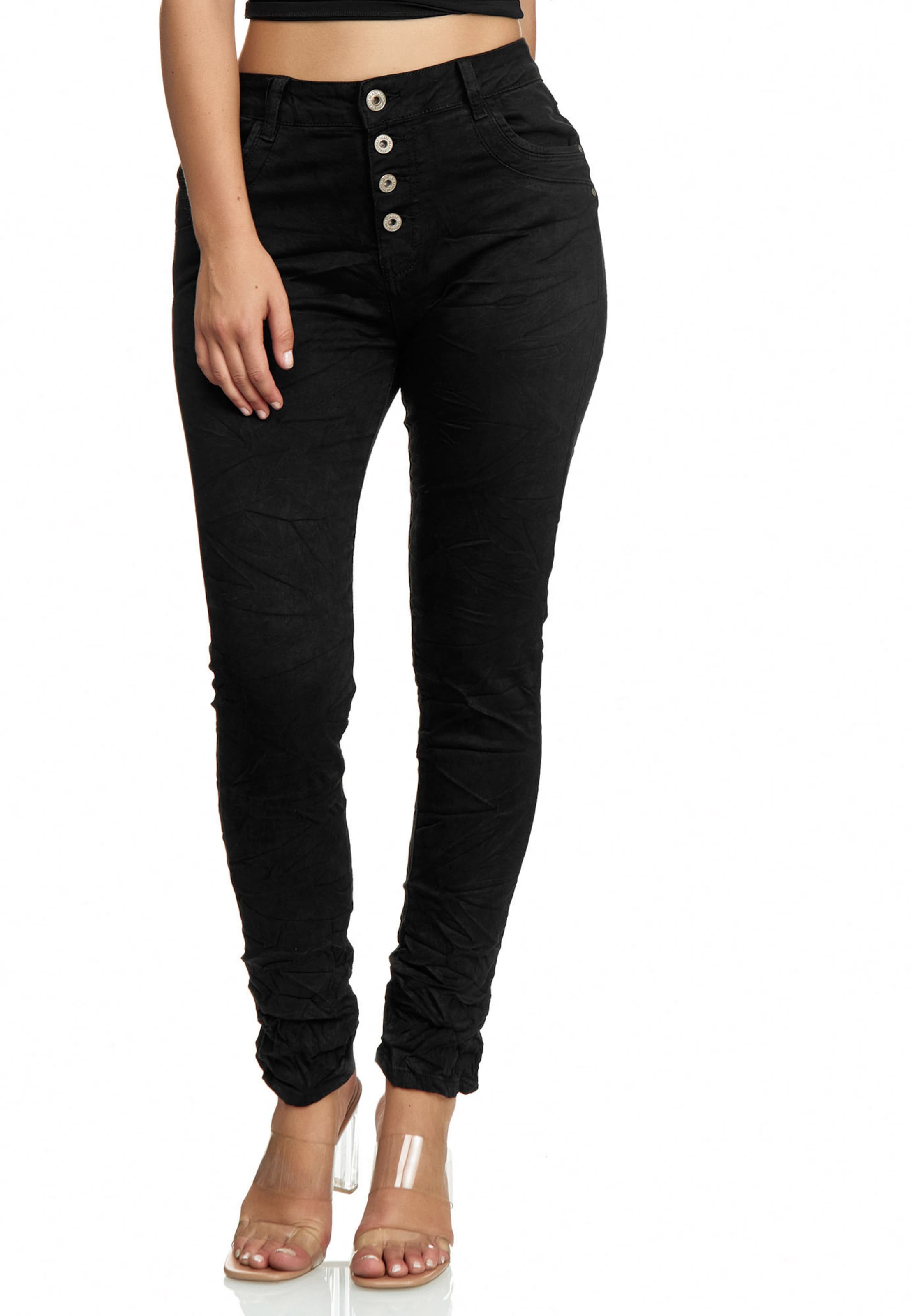 Elara Skinny Jeans in Black: front