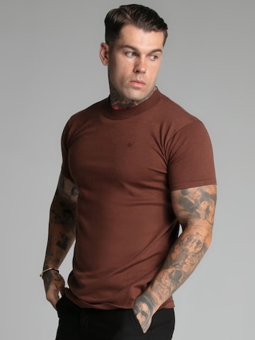 T-Shirt 'Muscle' SikSilk en marron : devant