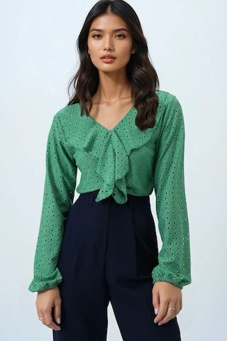 Trend Alaçatı Stili Bluza | zelena barva: sprednja stran