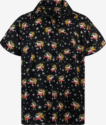 Coupe regular Chemise 'Christmas Drunk Santa' King Kameha en noir : devant